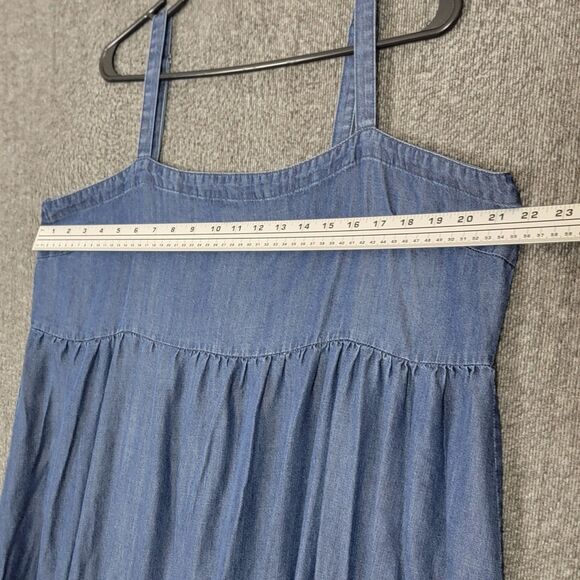 Natural Life Patti Side Slit Maxi Dress Women XXL Blue Chambray Boho Cottagecore - Picture 5 of 11